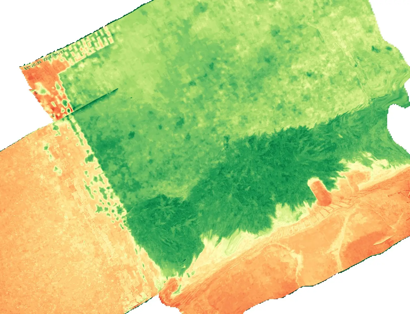 Example NDVI geospatial layer on an orthophoto